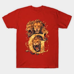 Four Lions and the Letter G - Fantasy T-Shirt